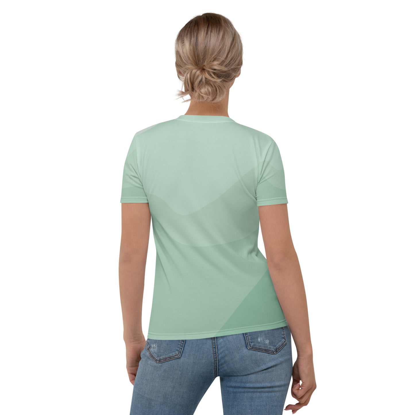 14- Women's T-shirt - Green Multi - snug fit - order 2 sizes up