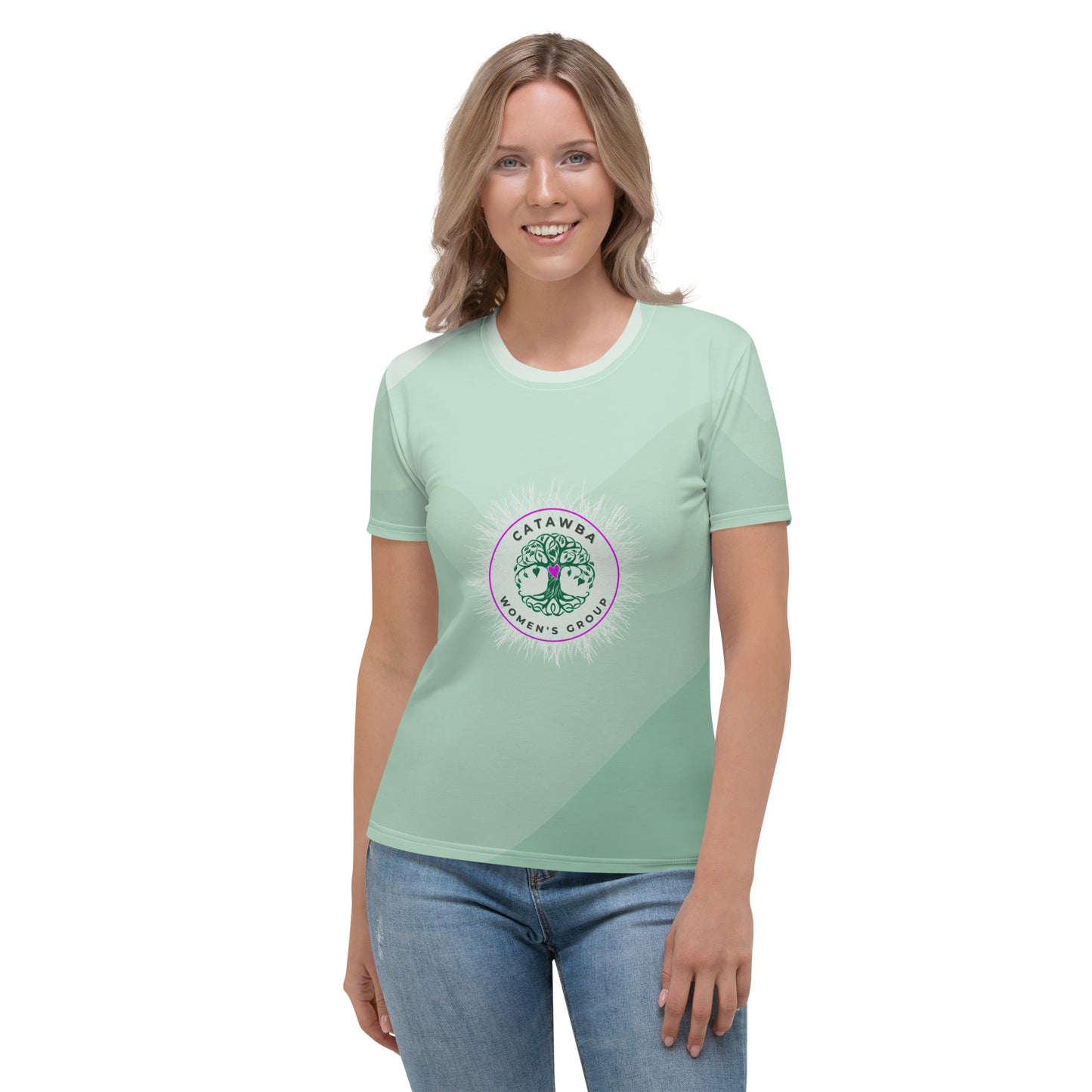 14- Women's T-shirt - Green Multi - snug fit - order 2 sizes up