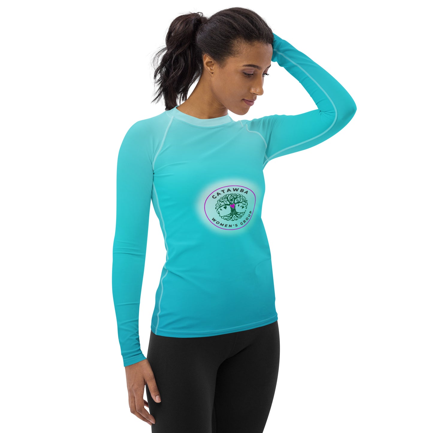 32 - Turquoise - Women's Rash Guard - Fitted Design - order up a size