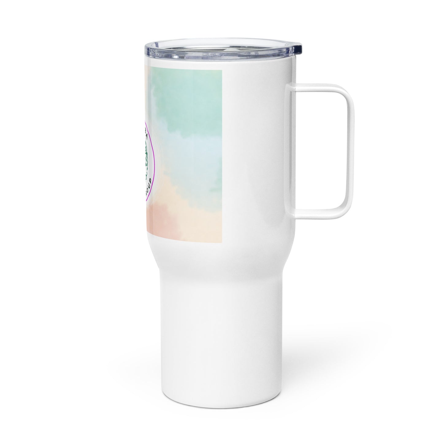 Tie Dye Travel mug with a handle