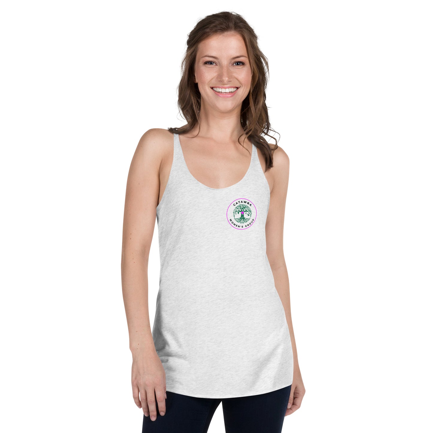 18- Women's Racerback Tank - left logo - lighter colors