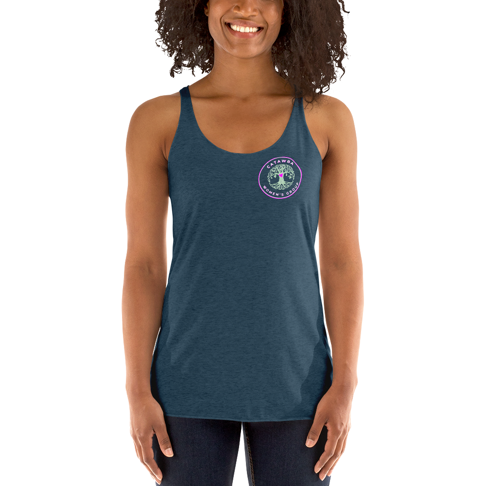 17- Women's Racerback Tank - left logo - darker colors