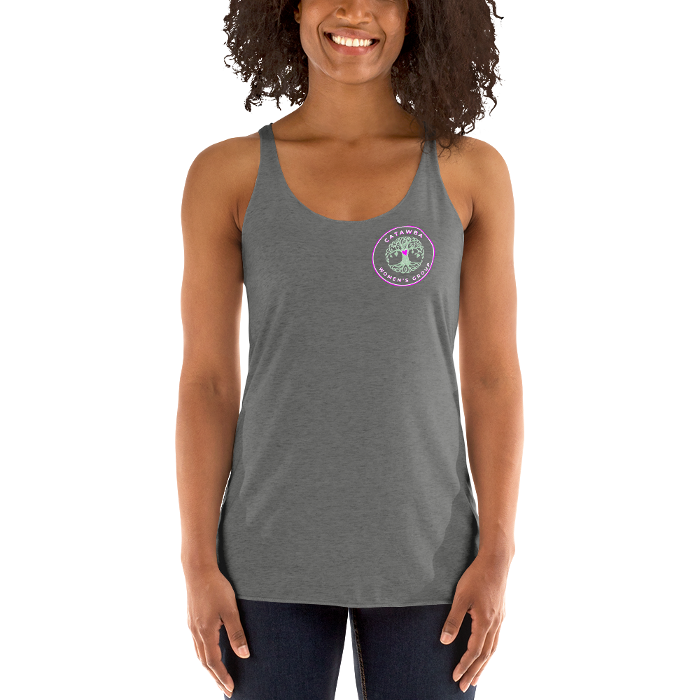 17- Women's Racerback Tank - left logo - darker colors