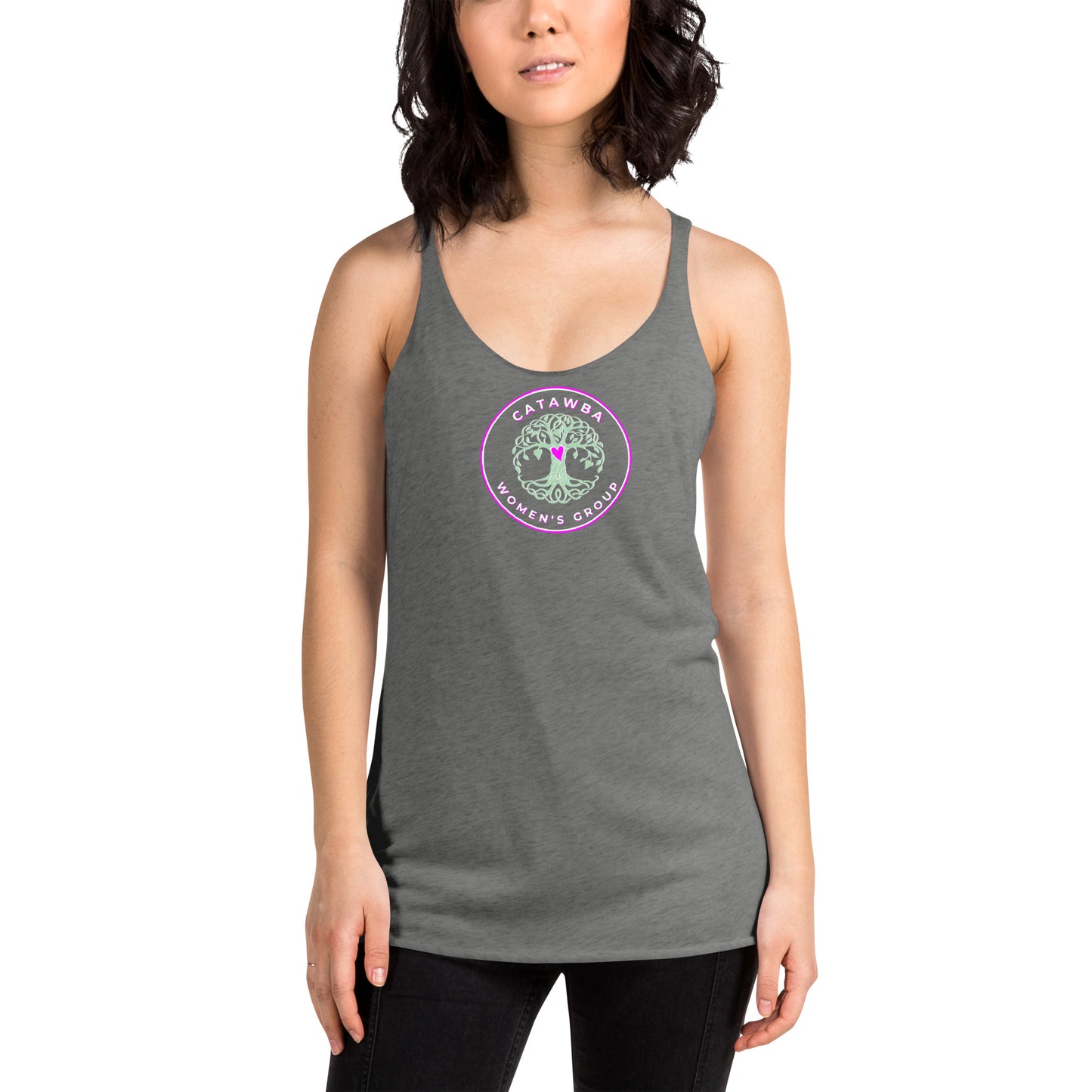 19- Women's Racerback Tank - center logo - darker colors