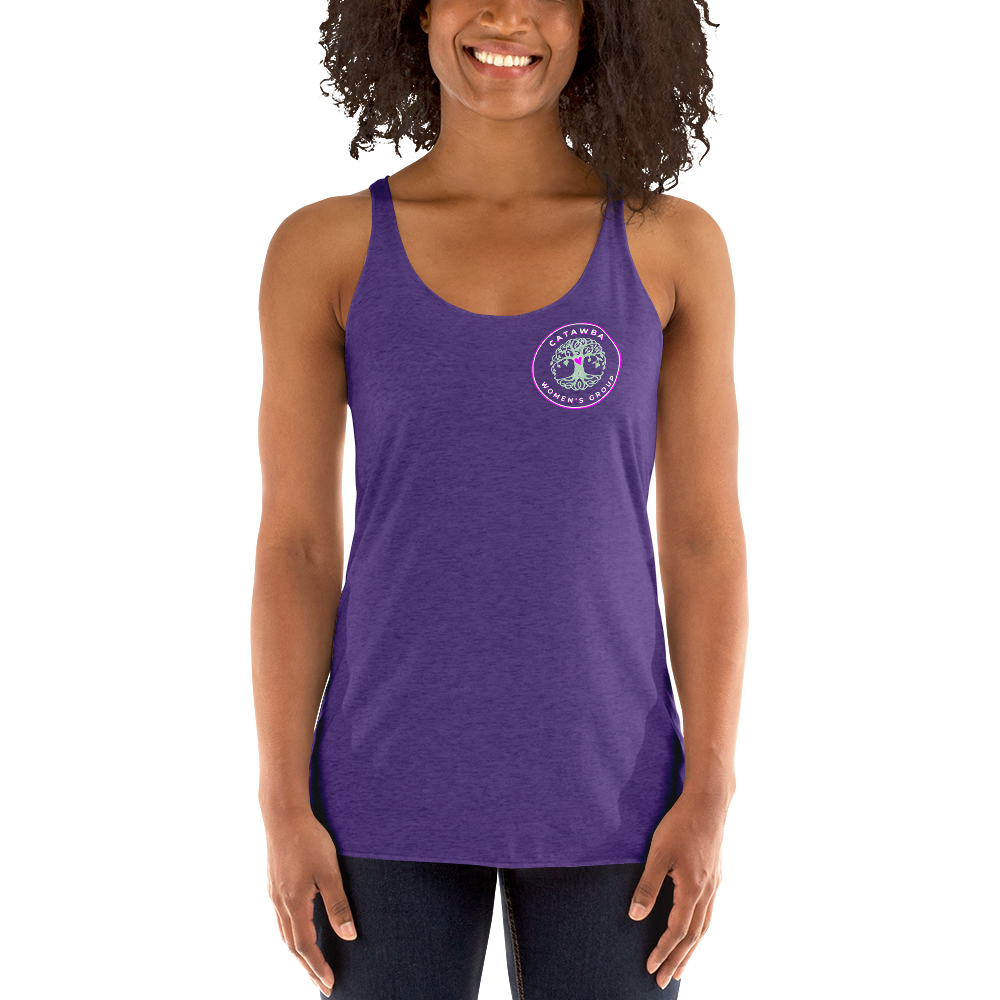 17- Women's Racerback Tank - left logo - darker colors