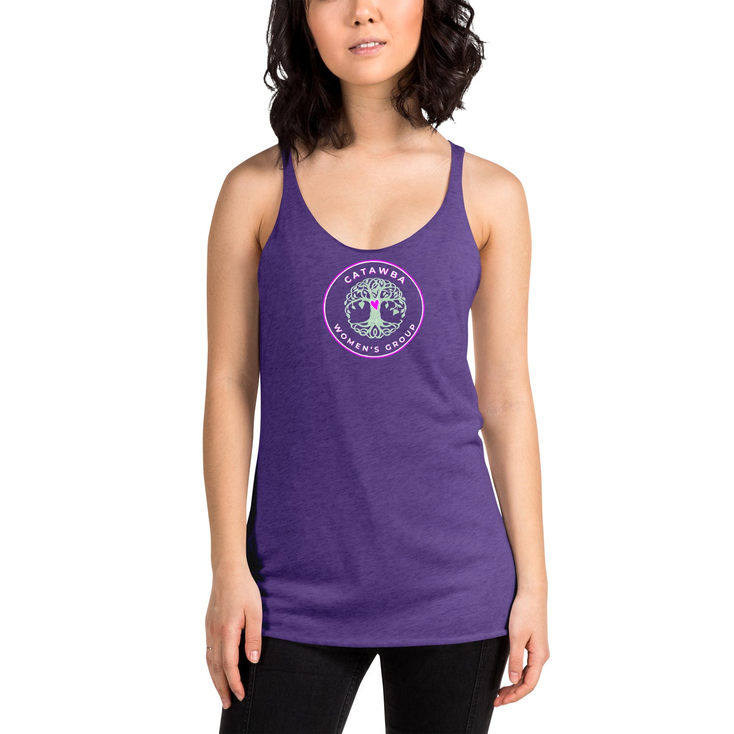 19- Women's Racerback Tank - center logo - darker colors
