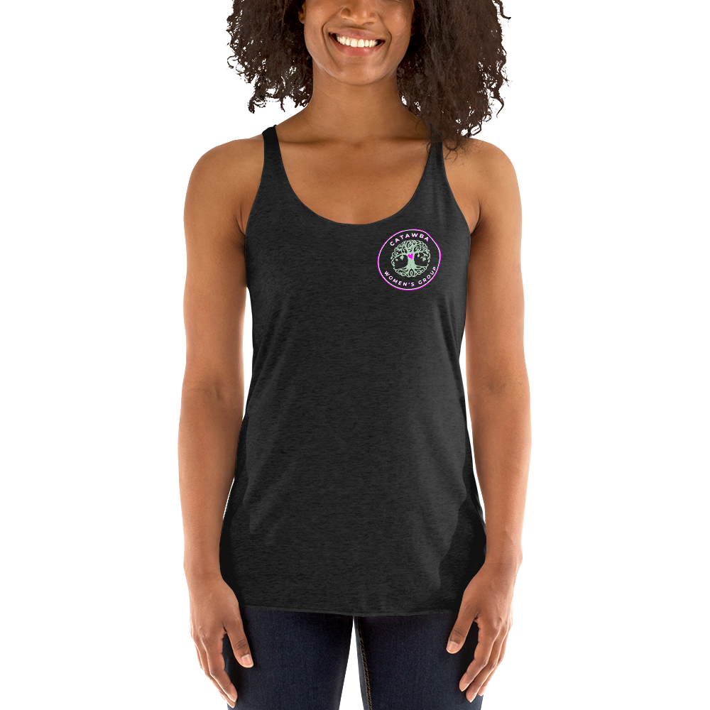 17- Women's Racerback Tank - left logo - darker colors