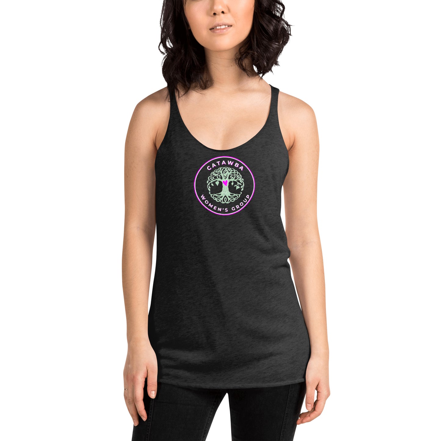 19- Women's Racerback Tank - center logo - darker colors