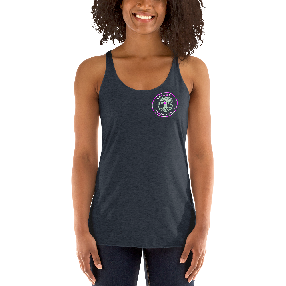 17- Women's Racerback Tank - left logo - darker colors