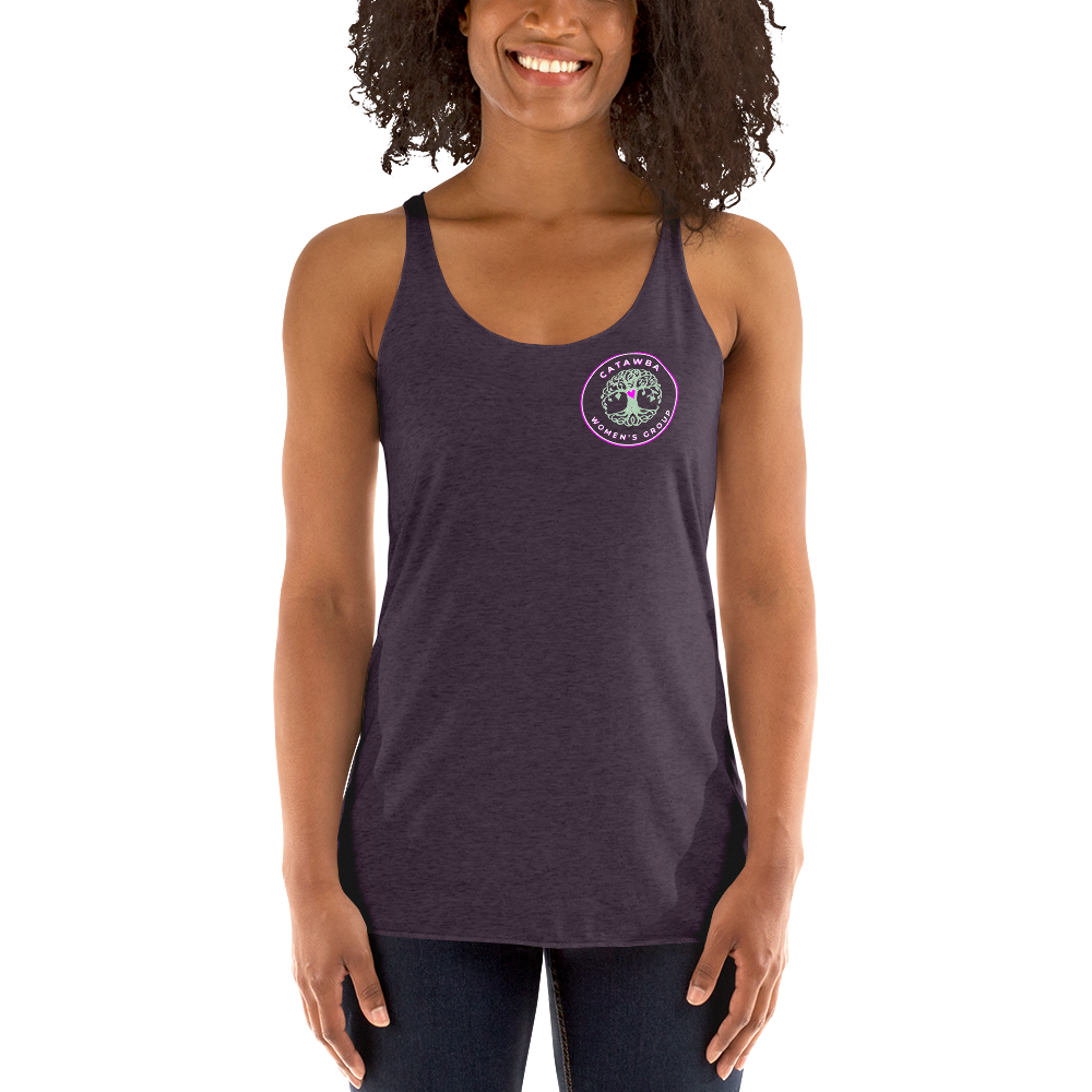 17- Women's Racerback Tank - left logo - darker colors