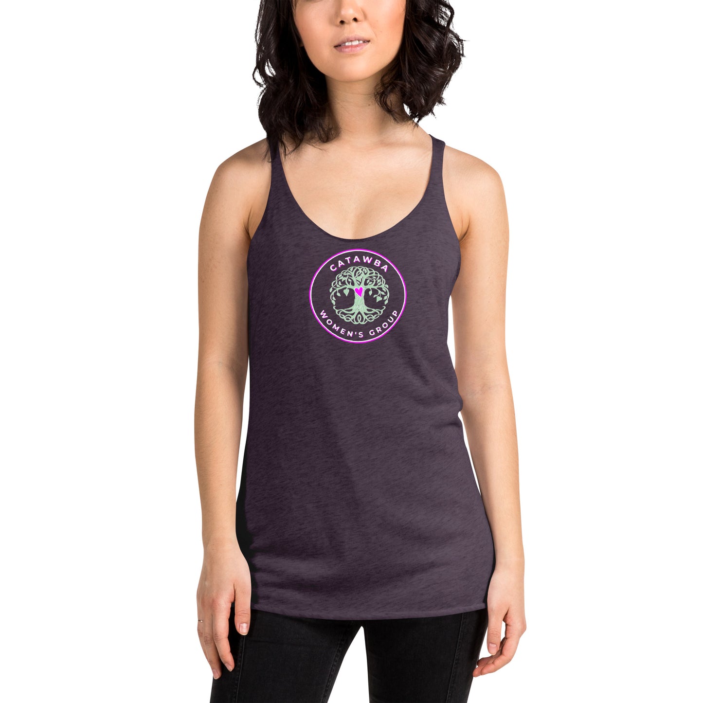 19- Women's Racerback Tank - center logo - darker colors