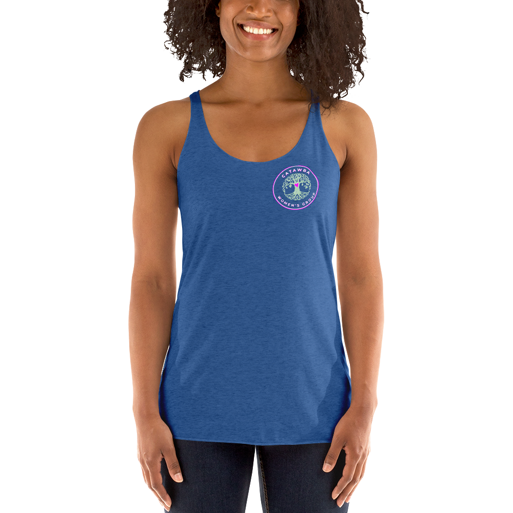 17- Women's Racerback Tank - left logo - darker colors