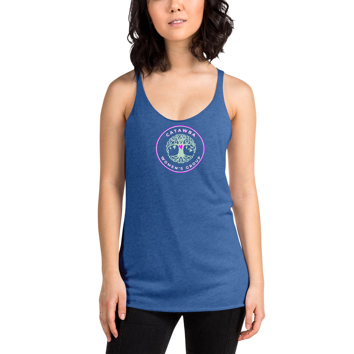19- Women's Racerback Tank - center logo - darker colors