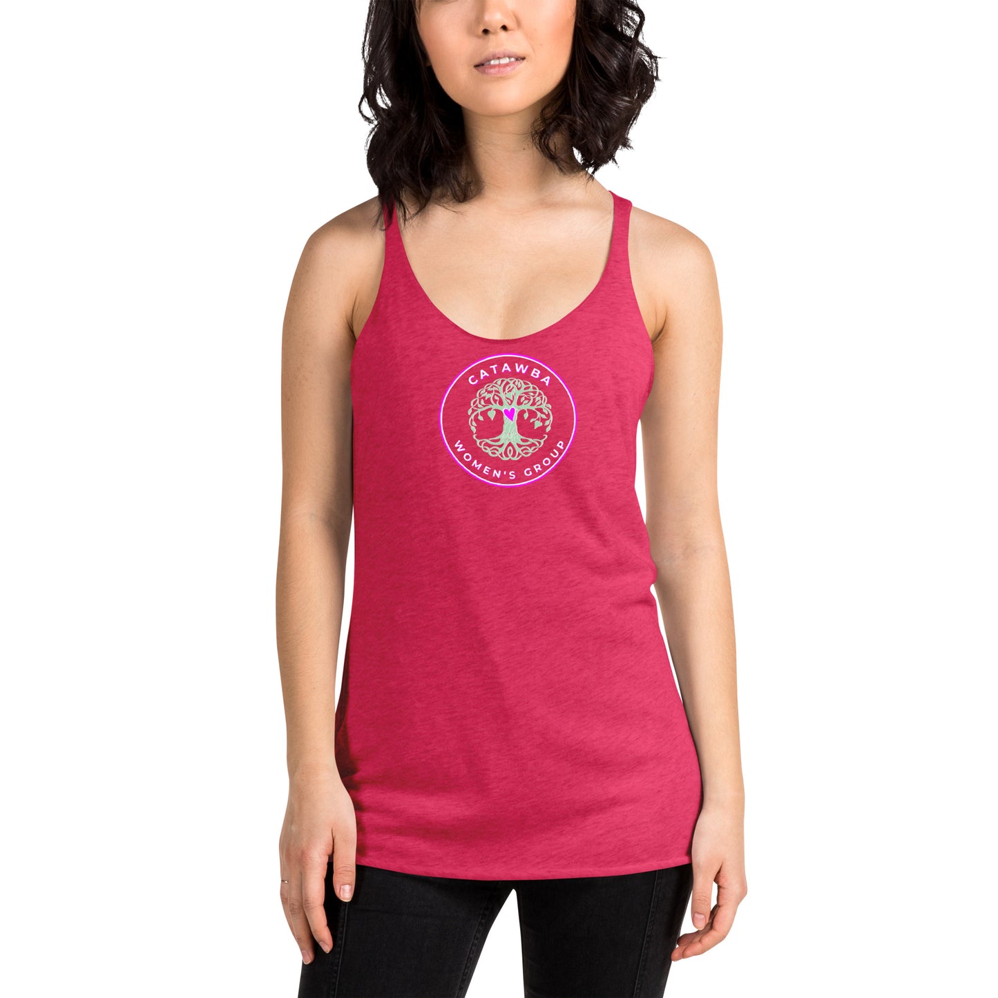 19- Women's Racerback Tank - center logo - darker colors