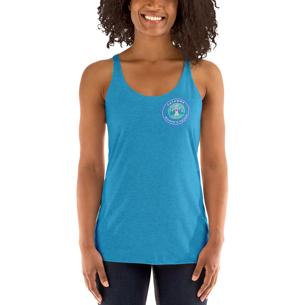 17- Women's Racerback Tank - left logo - darker colors