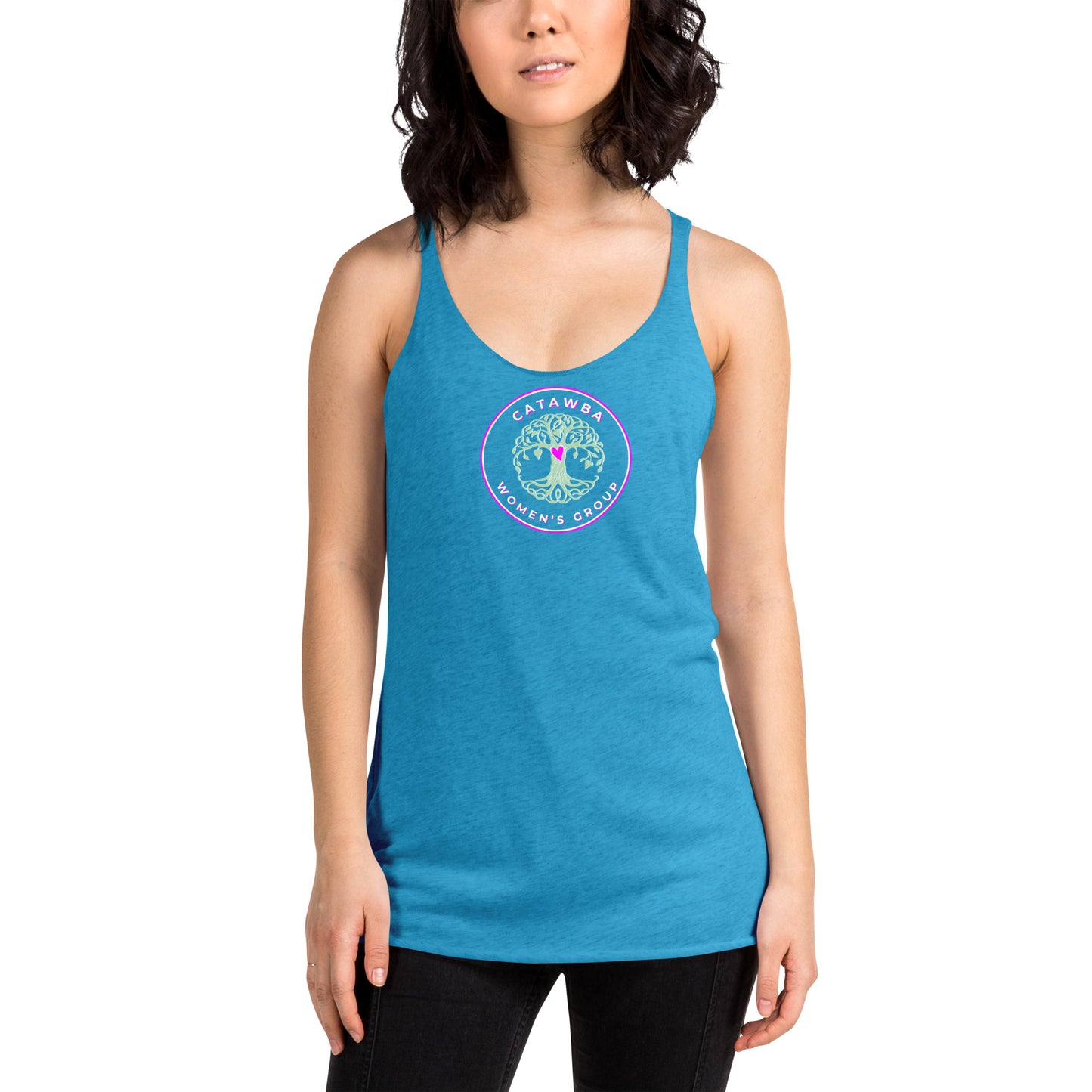 19- Women's Racerback Tank - center logo - darker colors