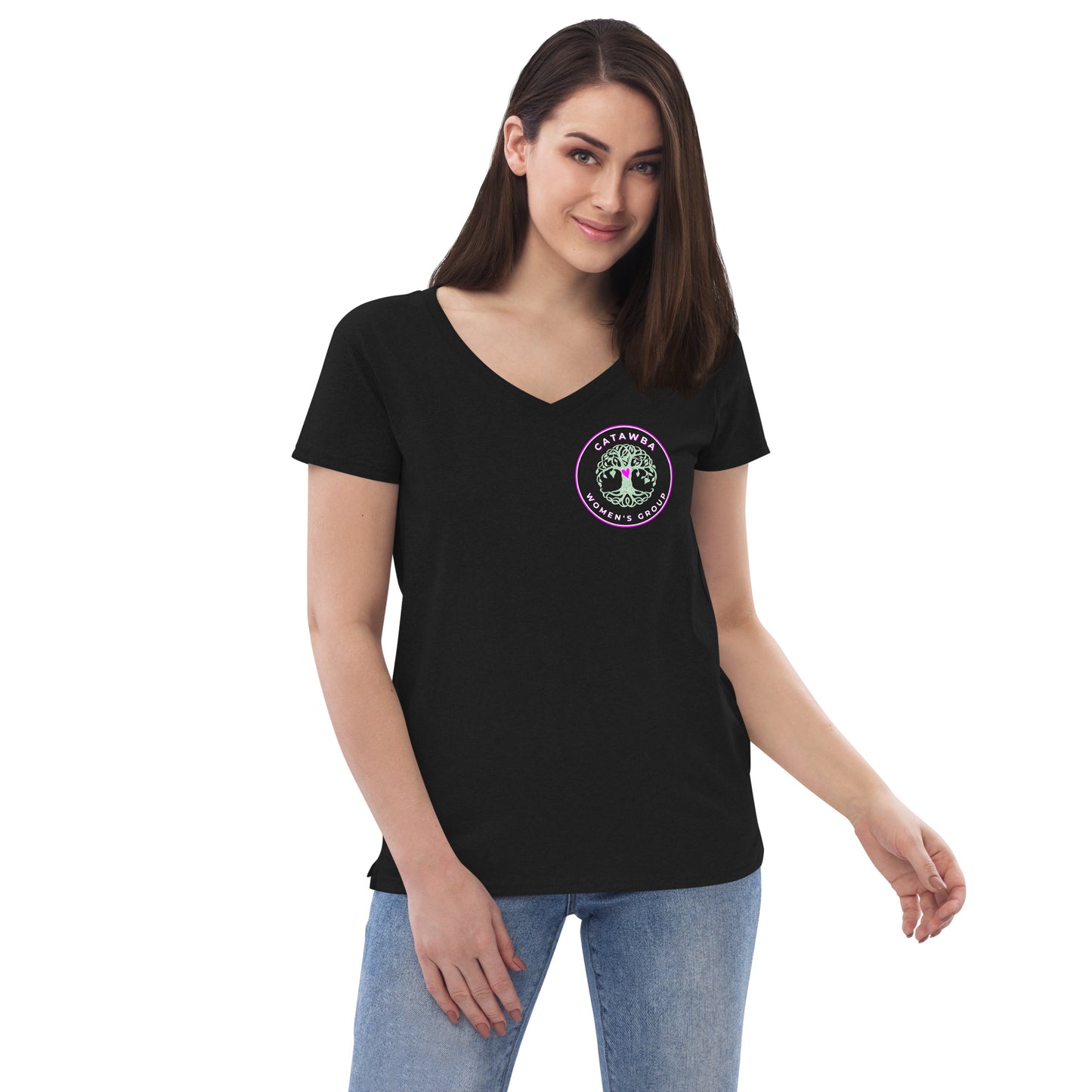 08- Women’s recycled v-neck t-shirt - left logo - darker colors