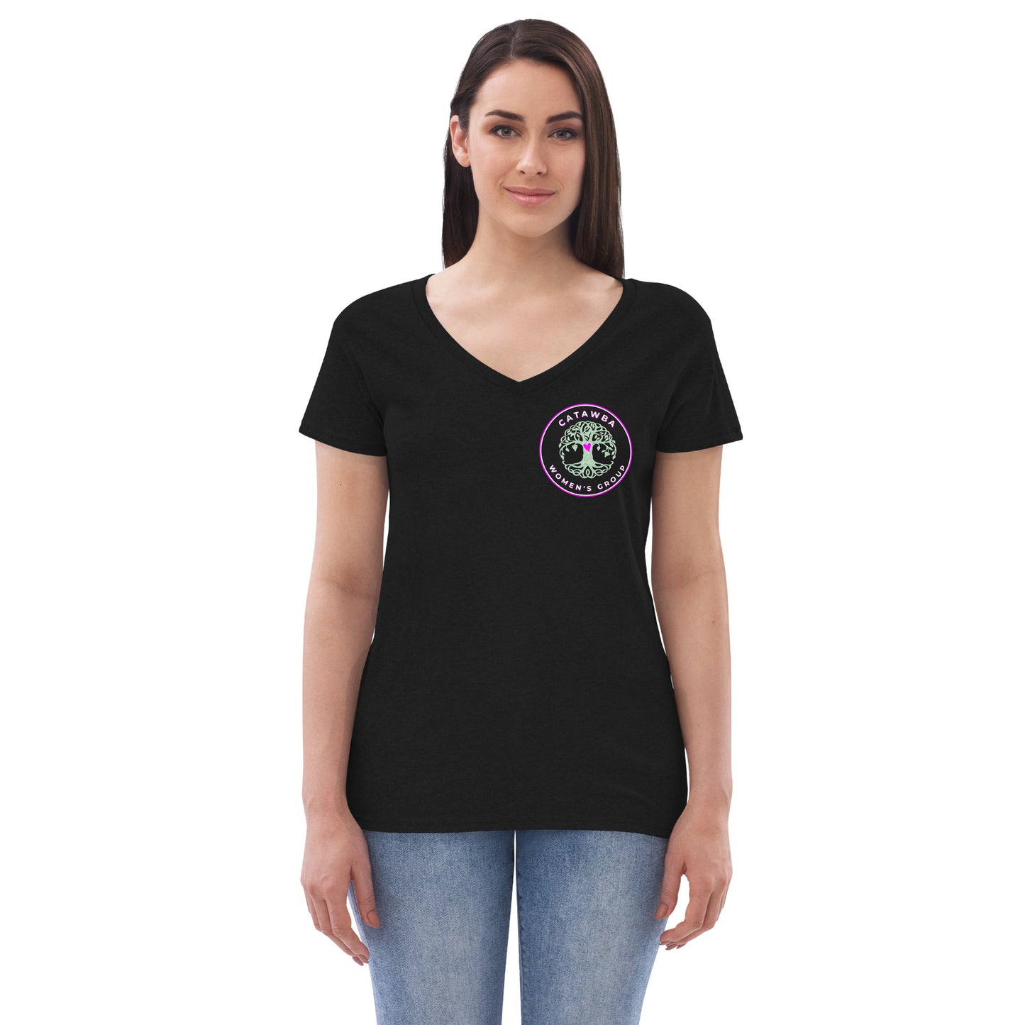 08- Women’s recycled v-neck t-shirt - left logo - darker colors