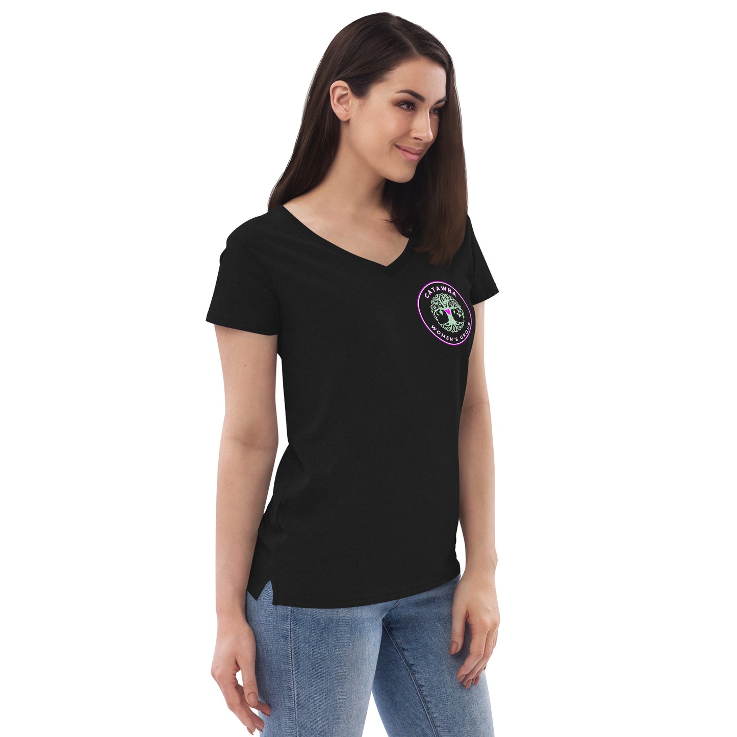 08- Women’s recycled v-neck t-shirt - left logo - darker colors