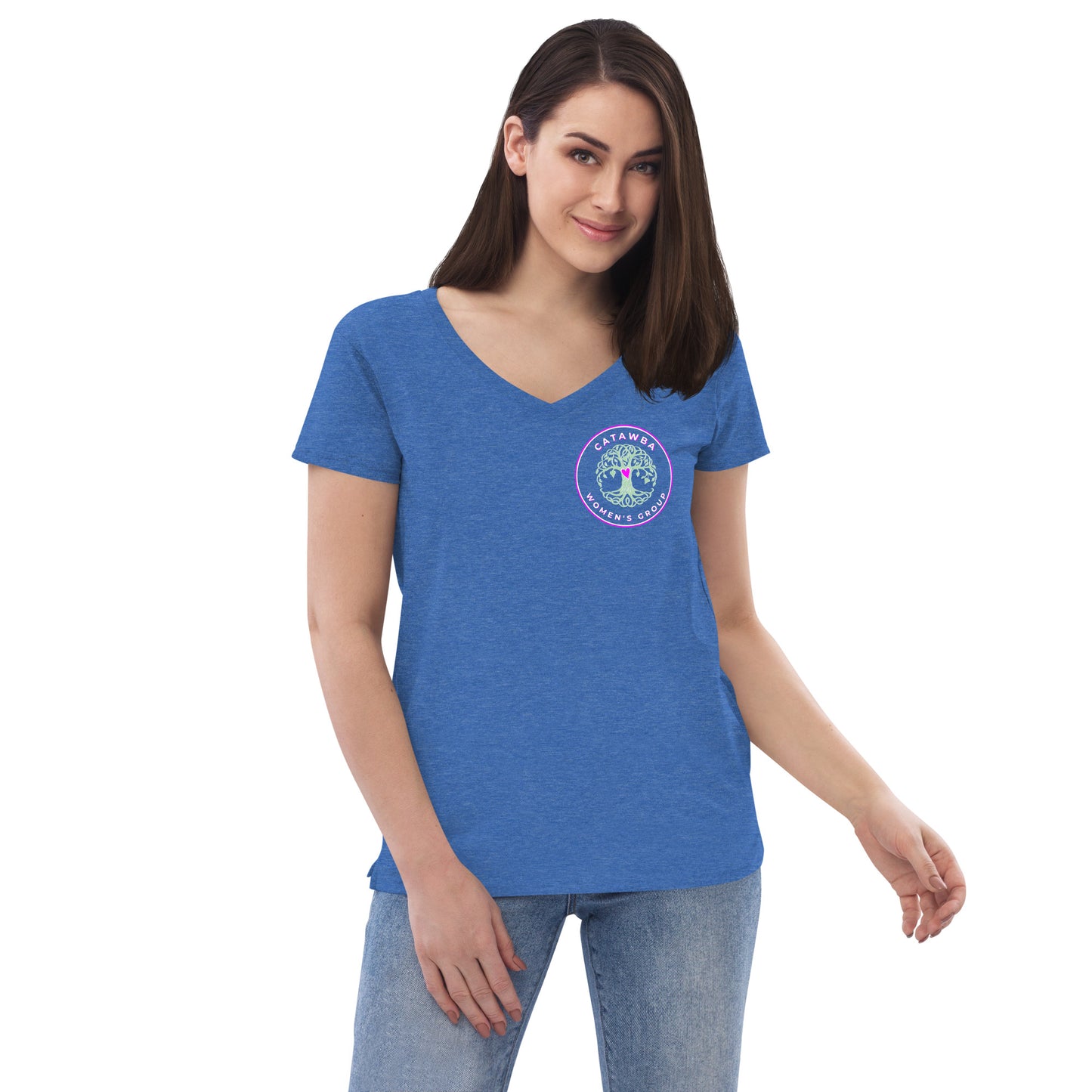 08- Women’s recycled v-neck t-shirt - left logo - darker colors