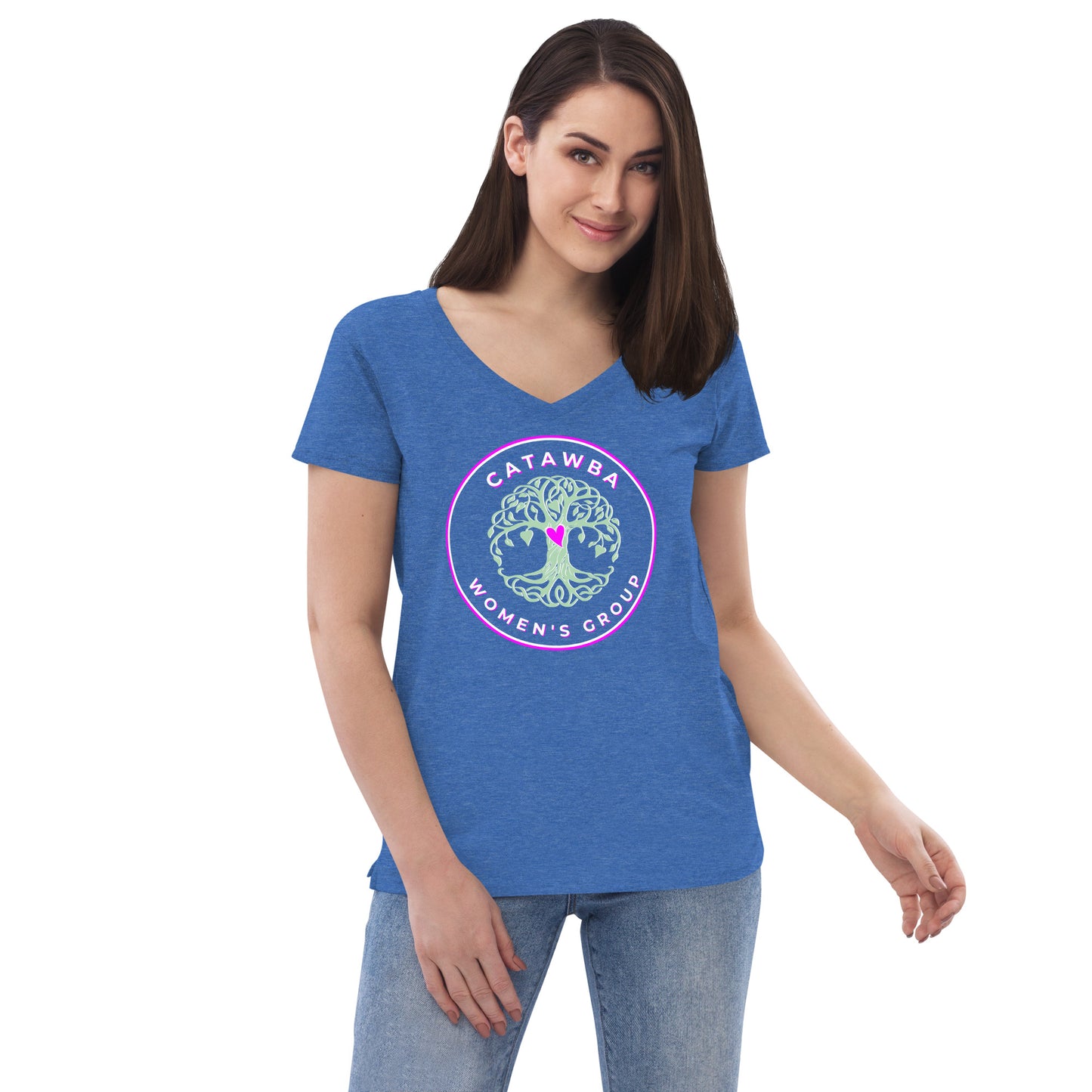06- Women’s recycled v-neck t-shirt - center logo - darker colors