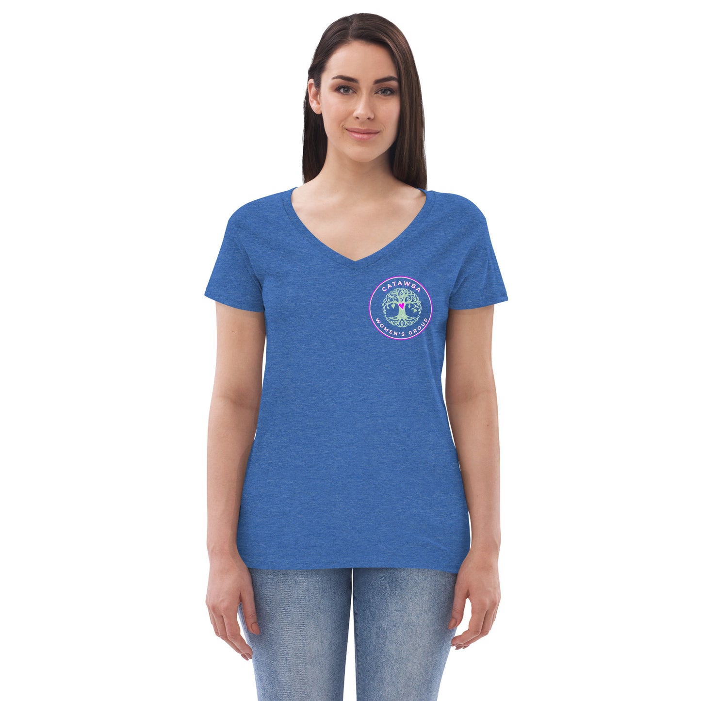 08- Women’s recycled v-neck t-shirt - left logo - darker colors