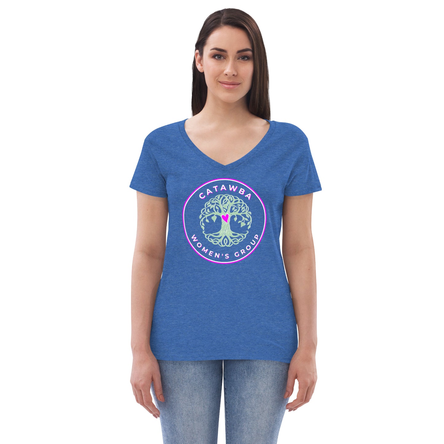 06- Women’s recycled v-neck t-shirt - center logo - darker colors