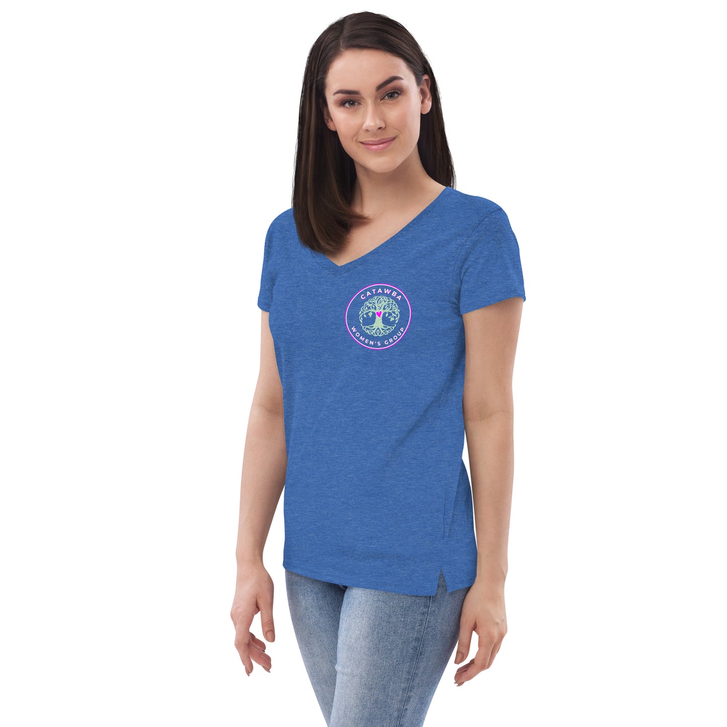 08- Women’s recycled v-neck t-shirt - left logo - darker colors