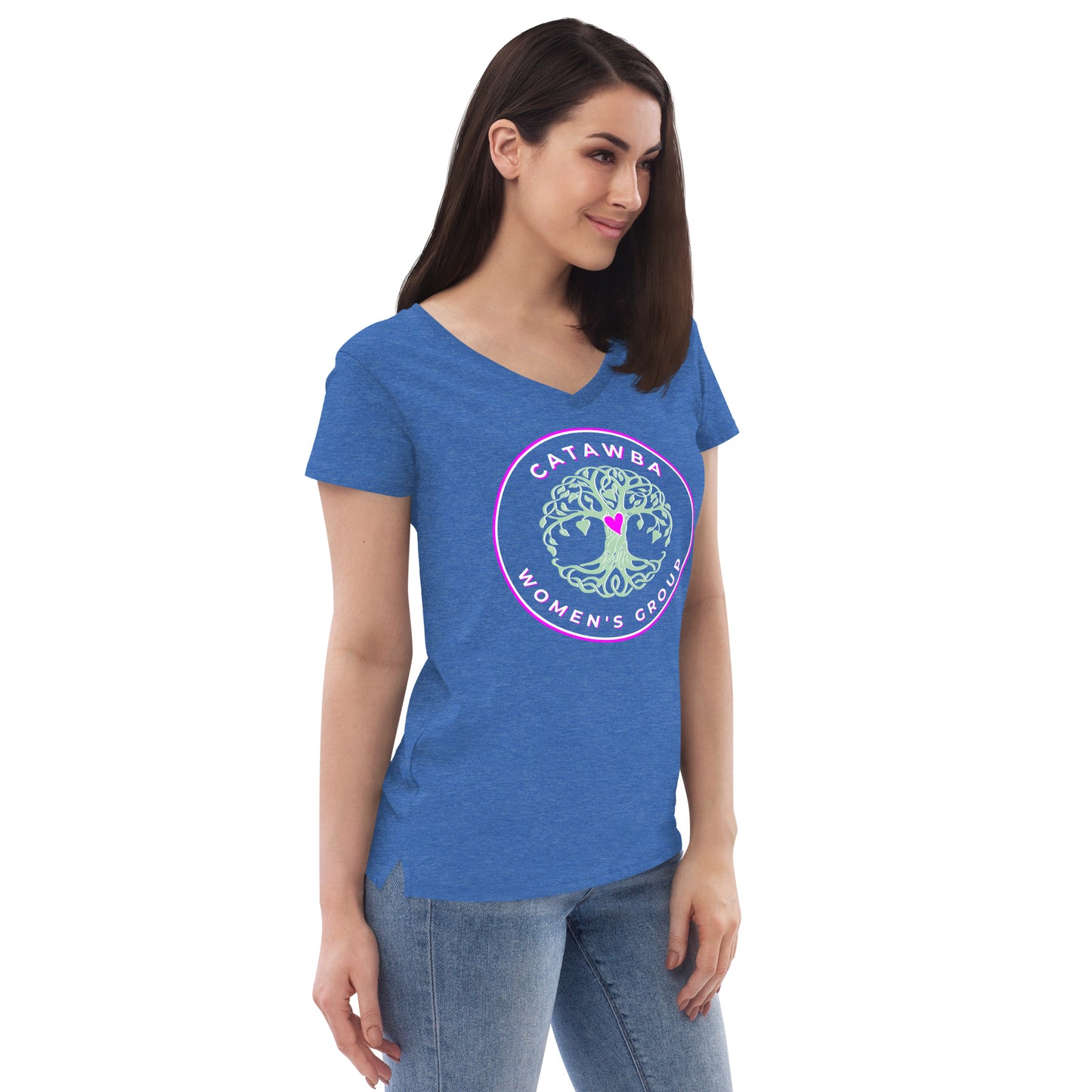06- Women’s recycled v-neck t-shirt - center logo - darker colors