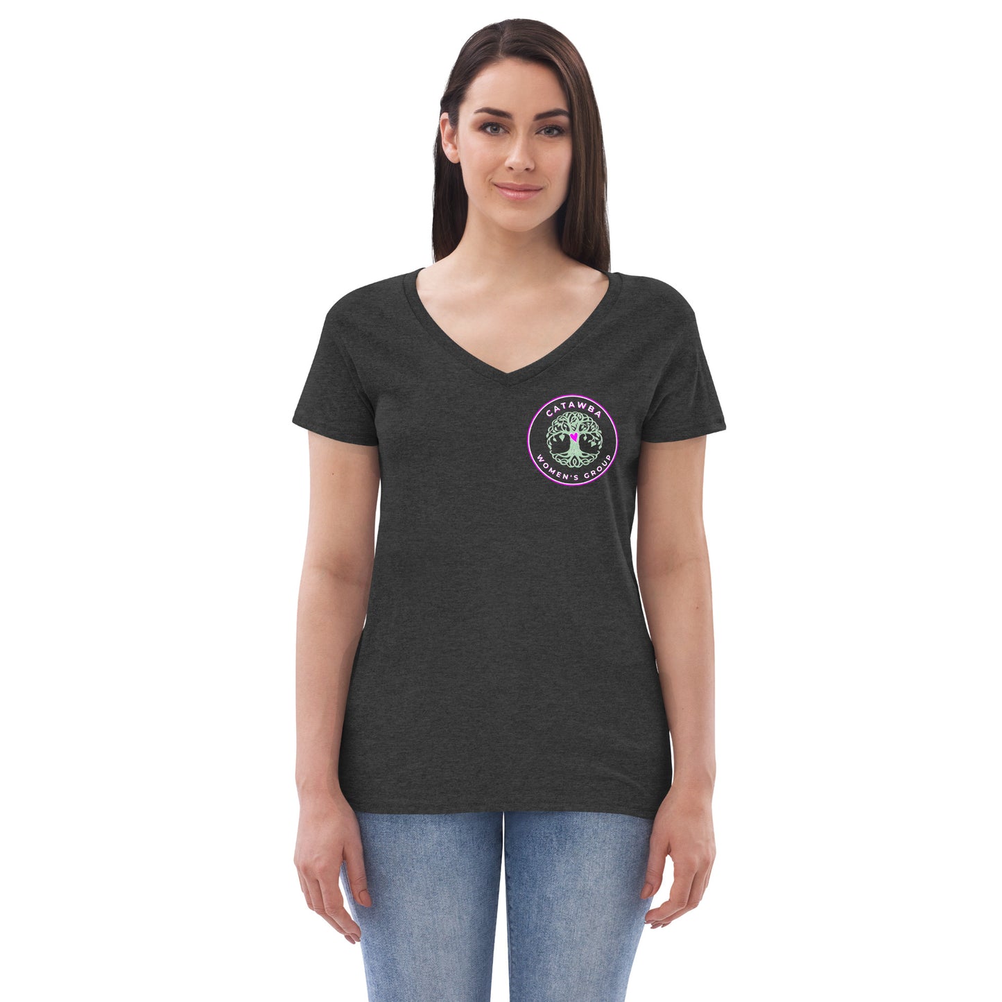 08- Women’s recycled v-neck t-shirt - left logo - darker colors