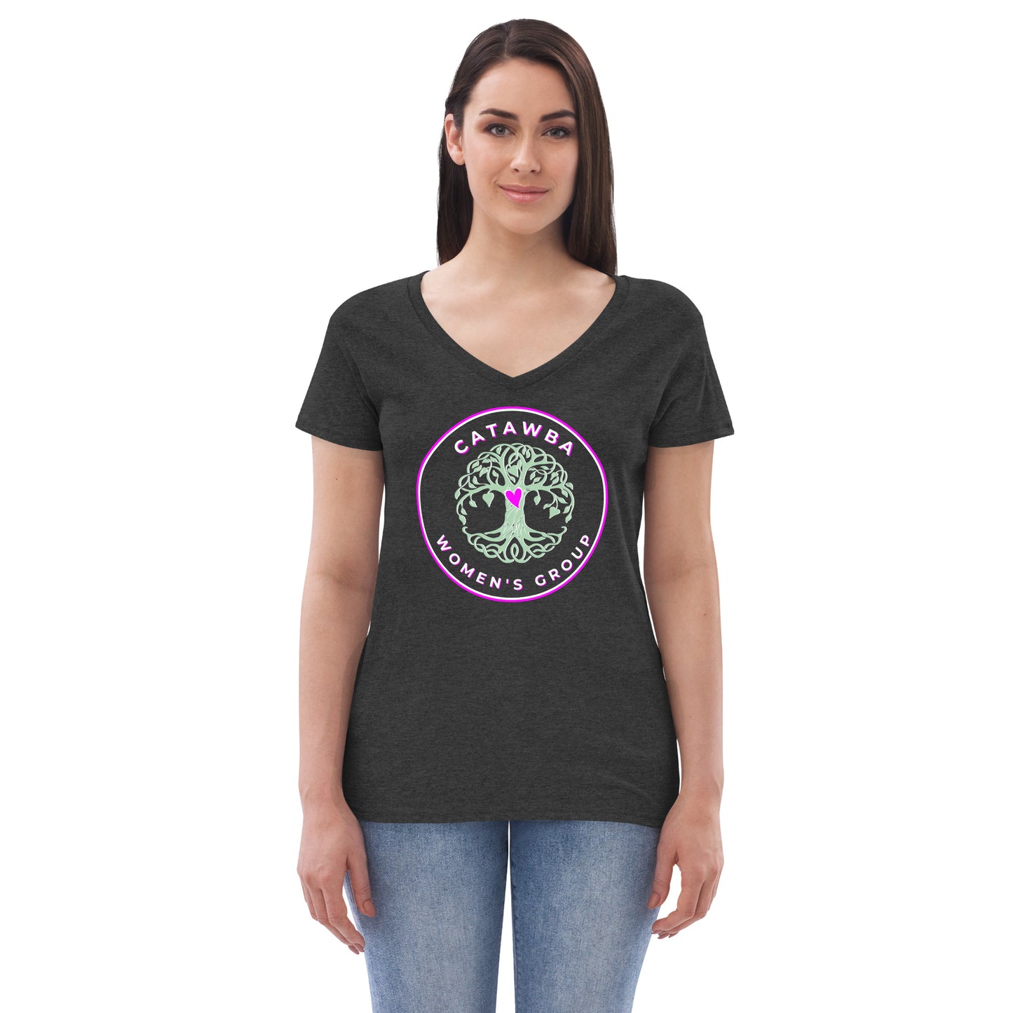 06- Women’s recycled v-neck t-shirt - center logo - darker colors