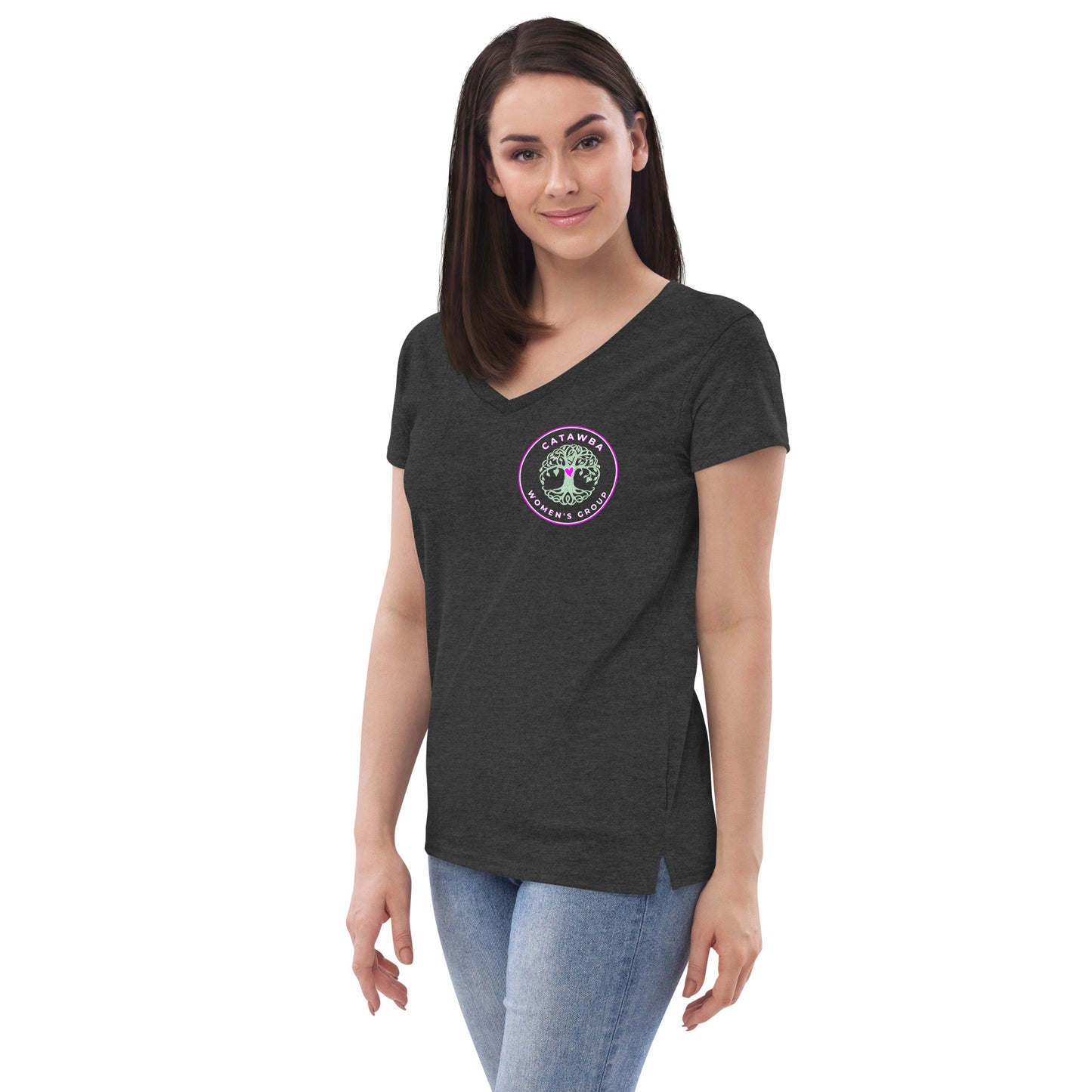 08- Women’s recycled v-neck t-shirt - left logo - darker colors