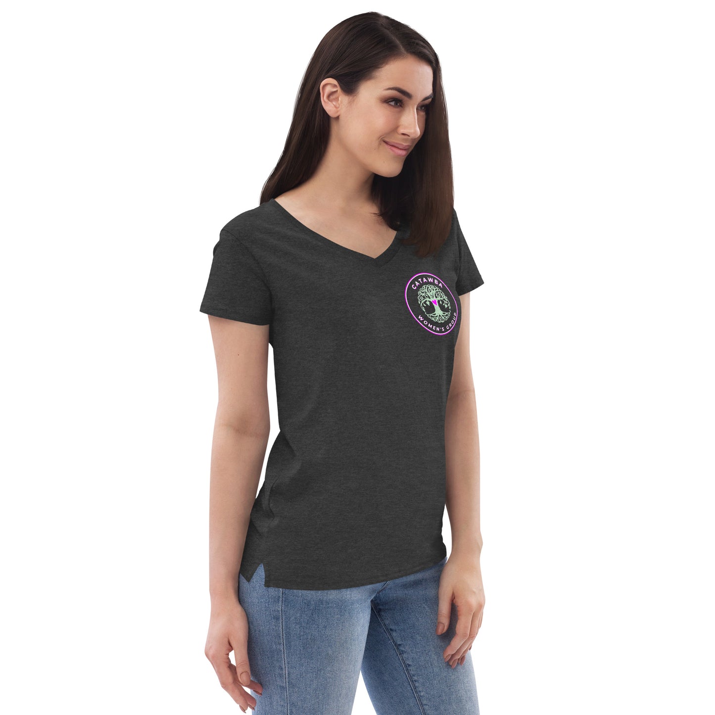 08- Women’s recycled v-neck t-shirt - left logo - darker colors
