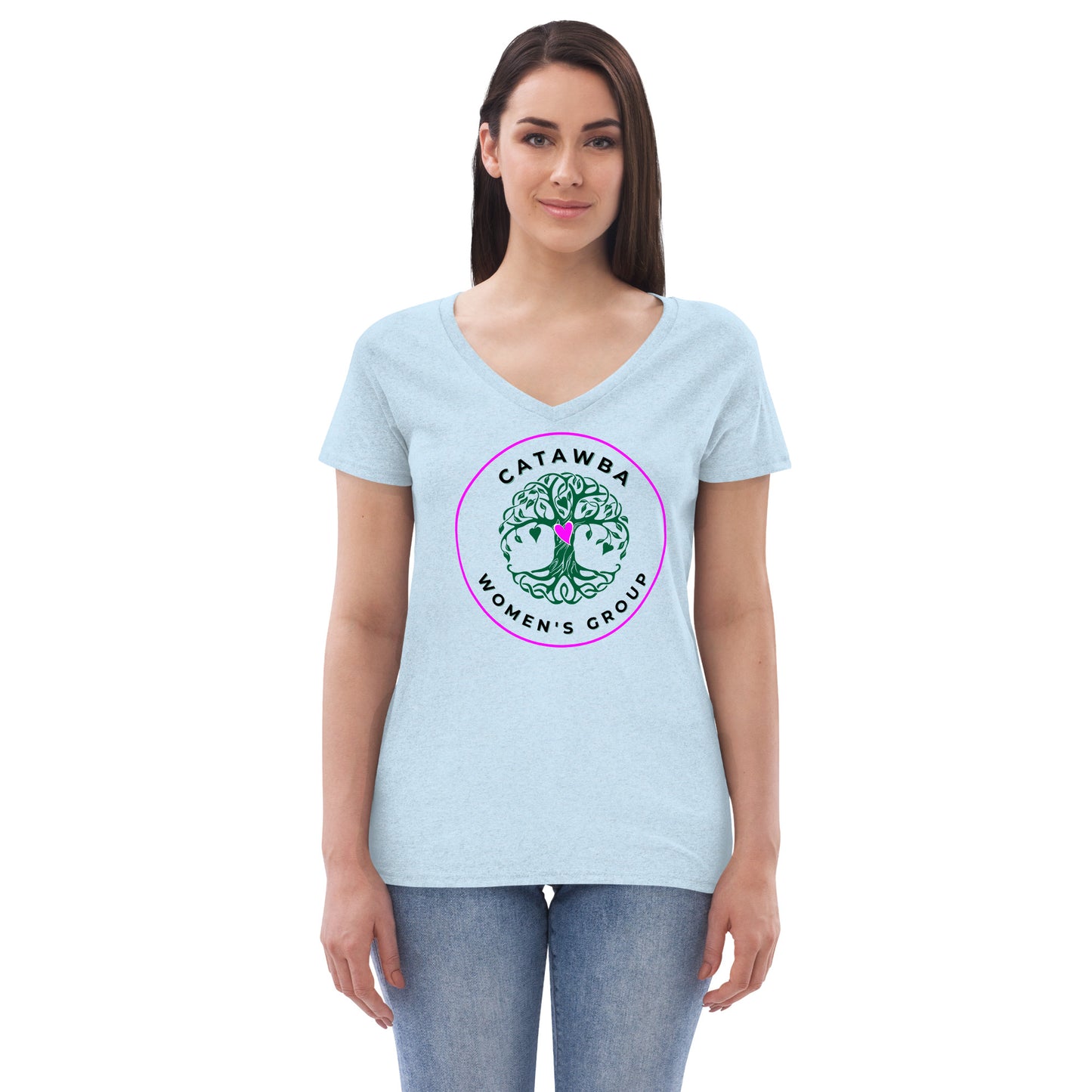 07- Women’s recycled v-neck t-shirt - center logo light colors