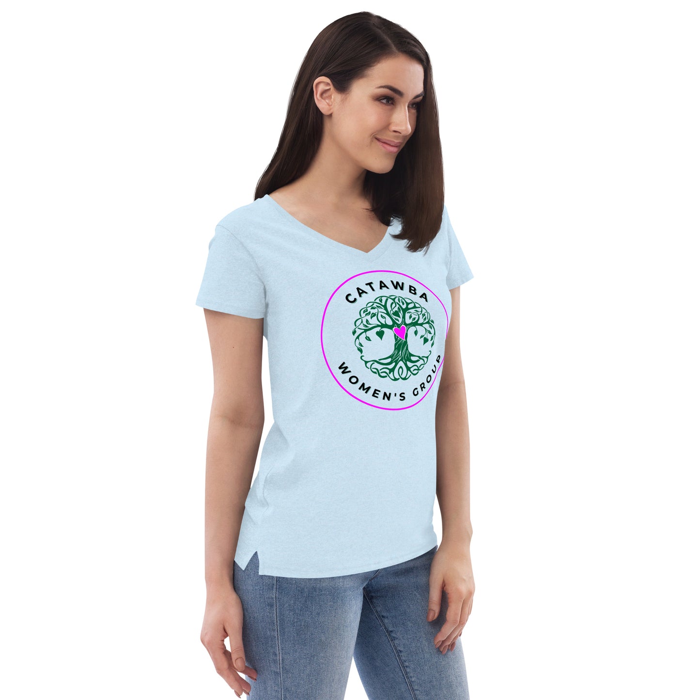 07- Women’s recycled v-neck t-shirt - center logo light colors