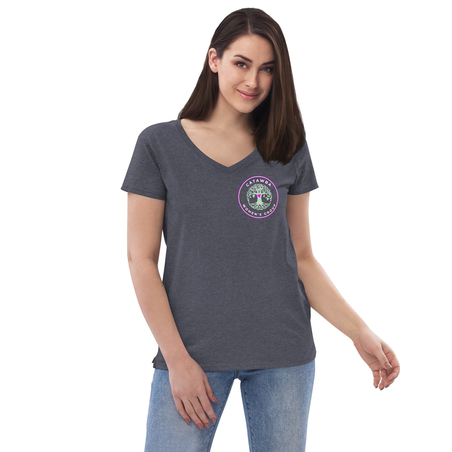 08- Women’s recycled v-neck t-shirt - left logo - darker colors