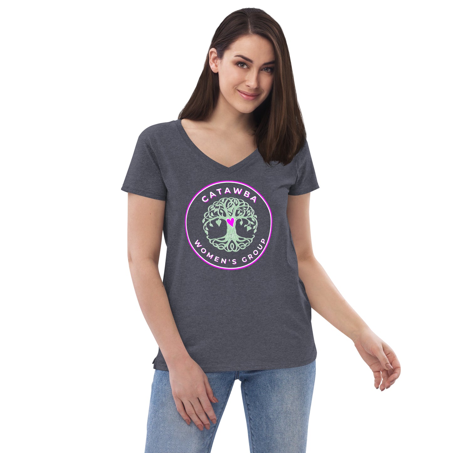 06- Women’s recycled v-neck t-shirt - center logo - darker colors