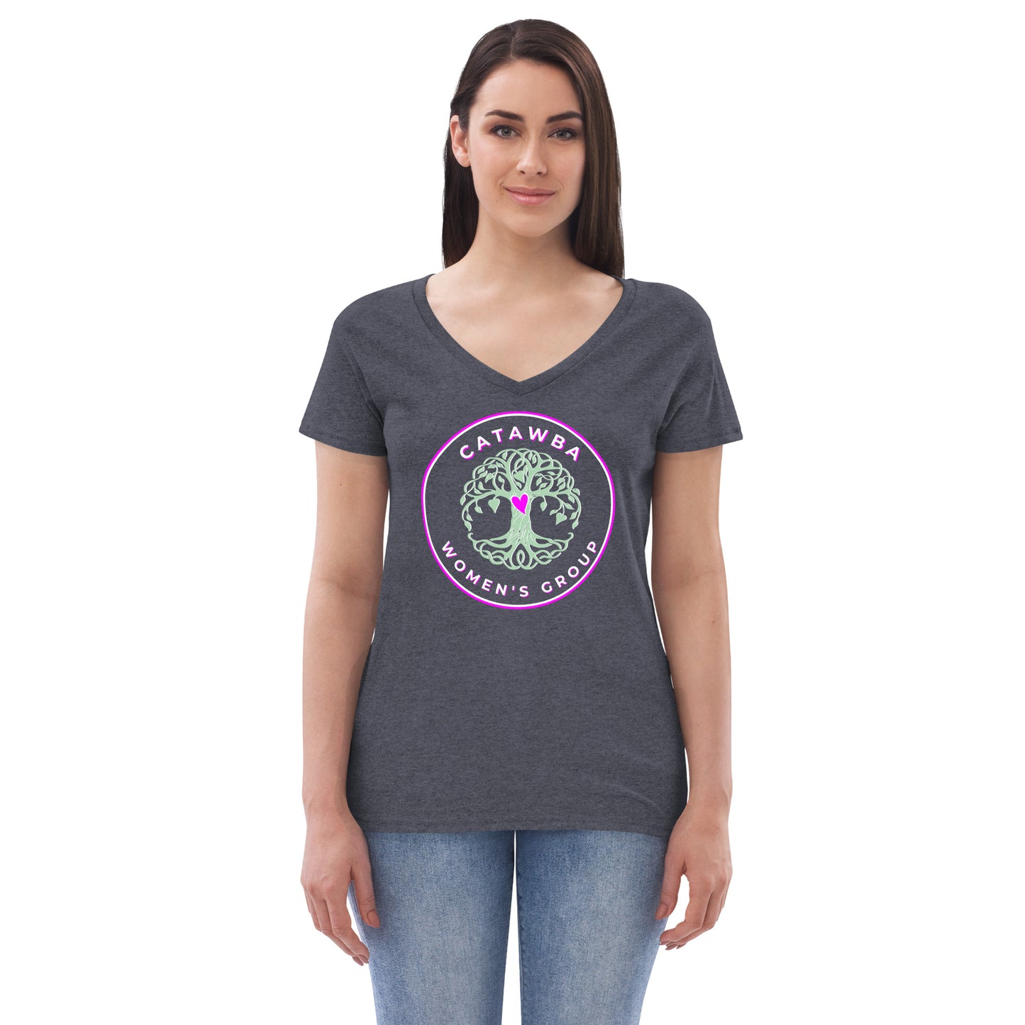 06- Women’s recycled v-neck t-shirt - center logo - darker colors