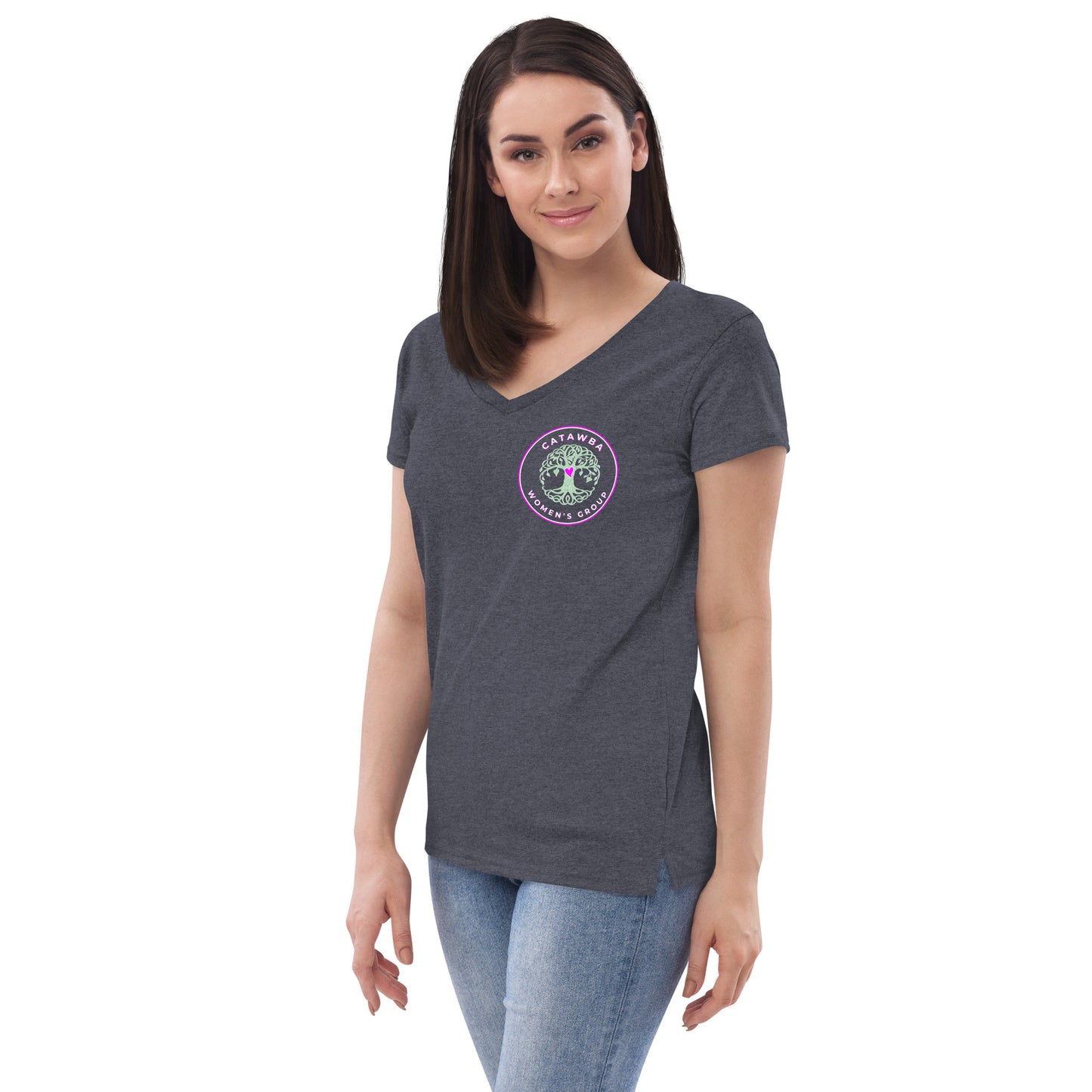08- Women’s recycled v-neck t-shirt - left logo - darker colors