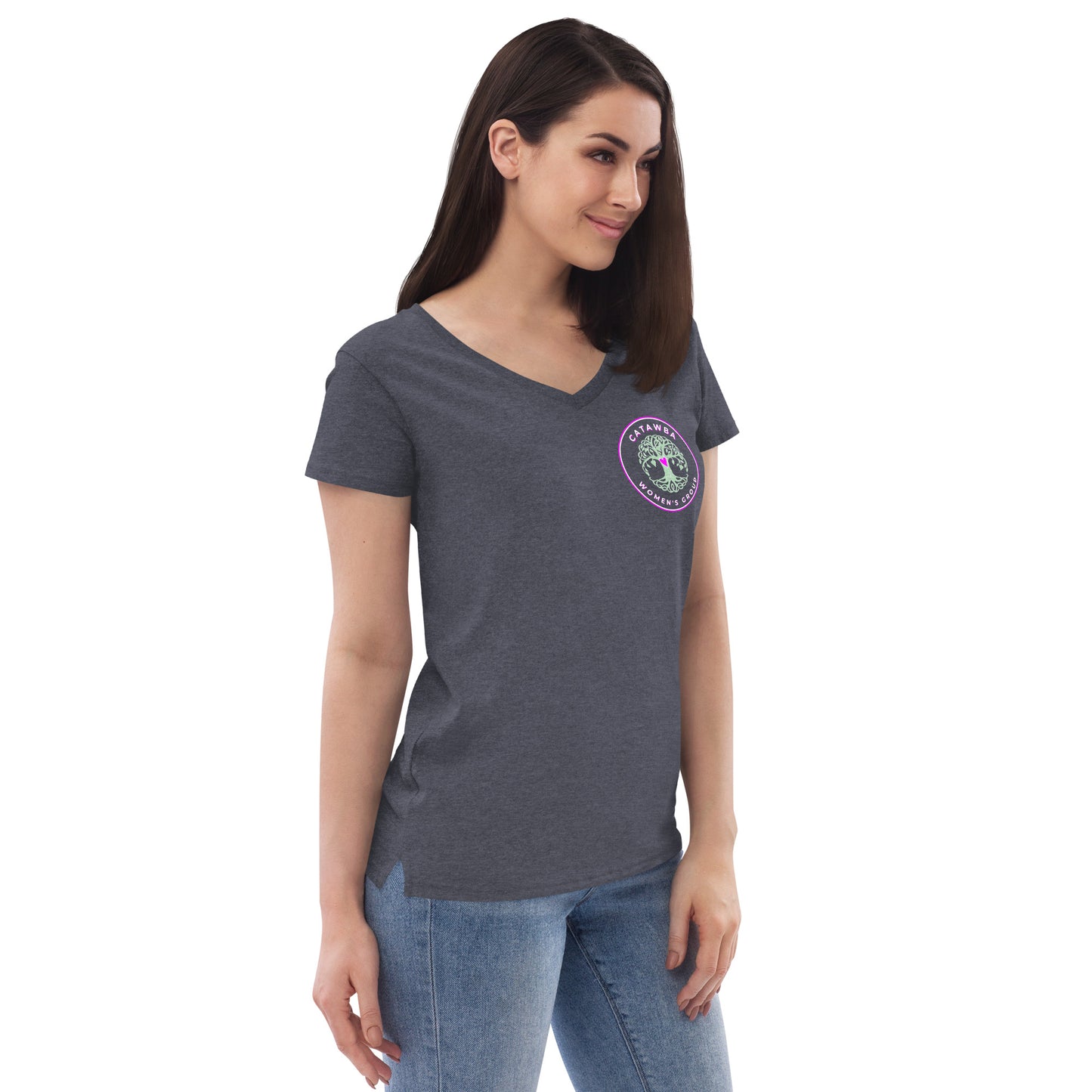 08- Women’s recycled v-neck t-shirt - left logo - darker colors