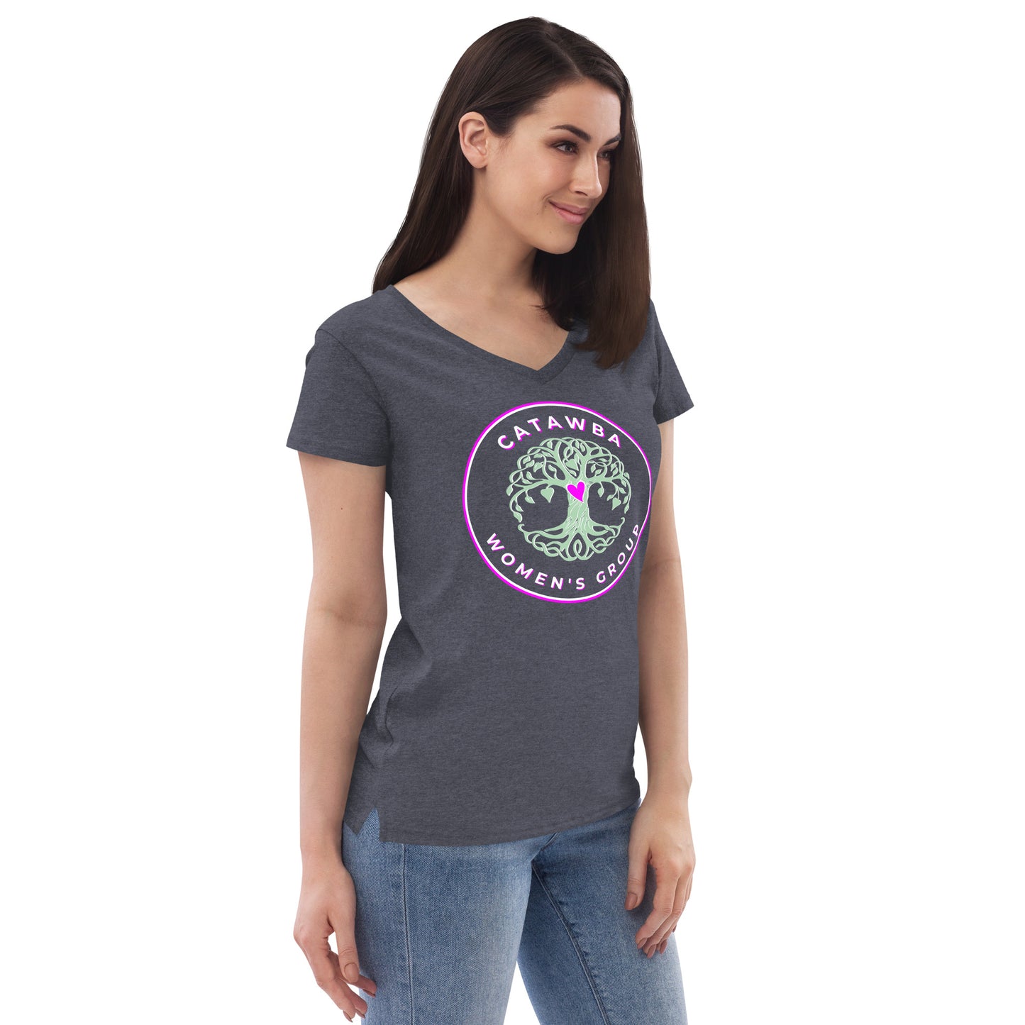 06- Women’s recycled v-neck t-shirt - center logo - darker colors