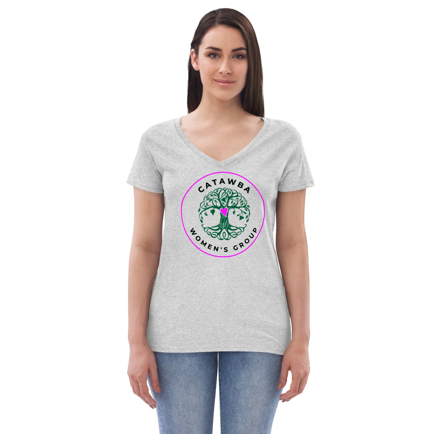 07- Women’s recycled v-neck t-shirt - center logo light colors