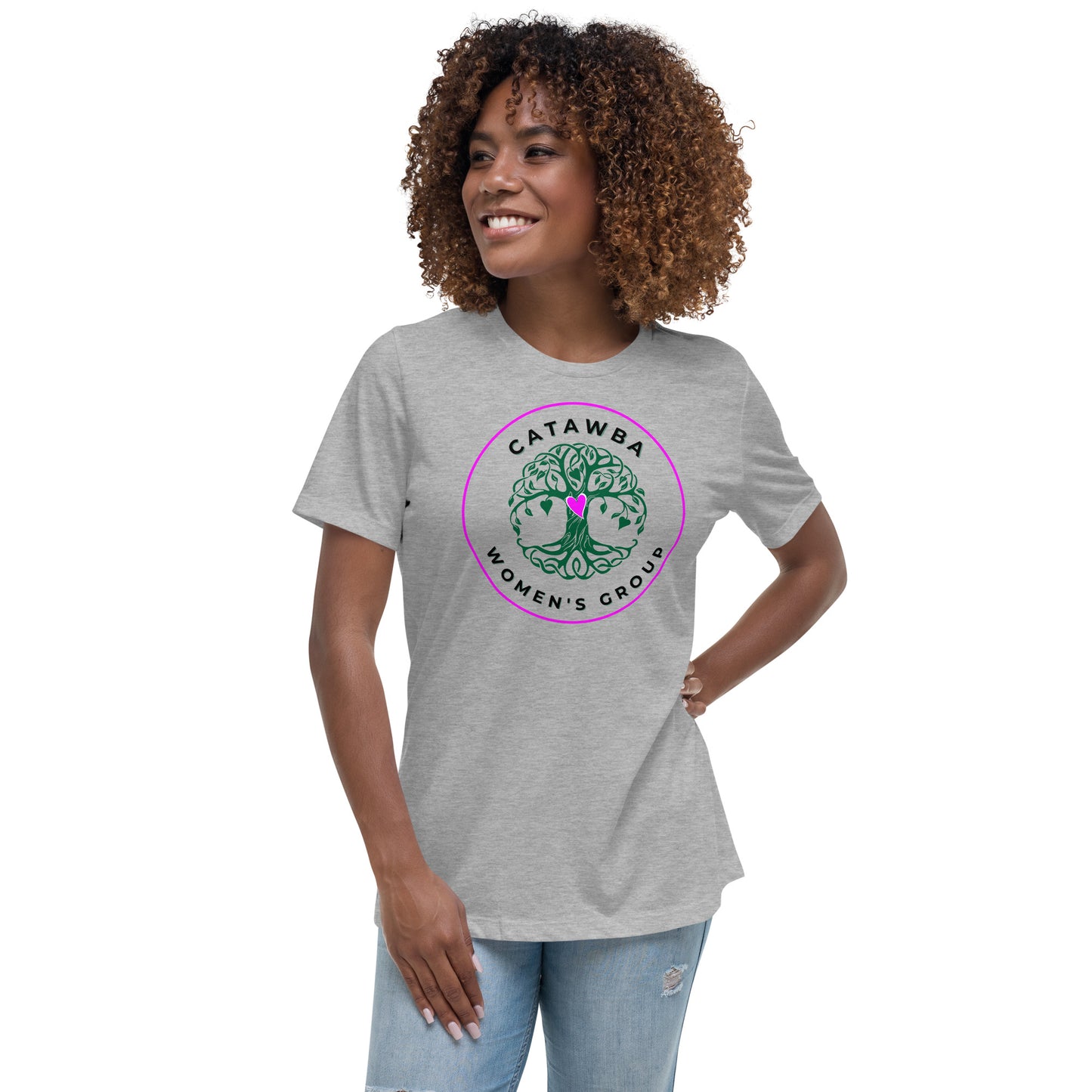 02- Women's Relaxed T-Shirt - center logo lighter colors