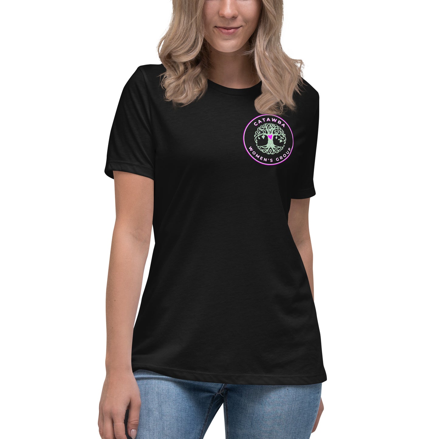 03- Women's Relaxed T-Shirt - left logo - darker colors