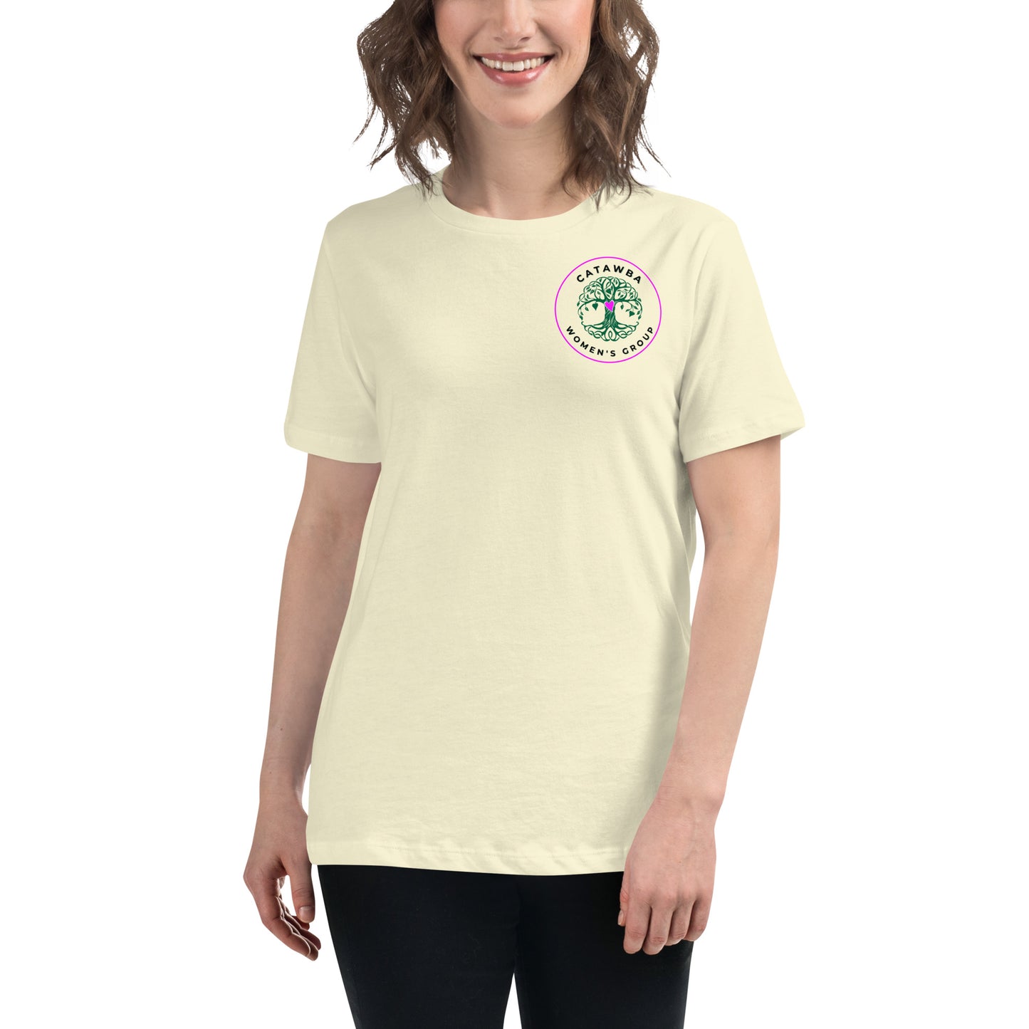 04- Women's Relaxed T-Shirt - left logo - lighter colors