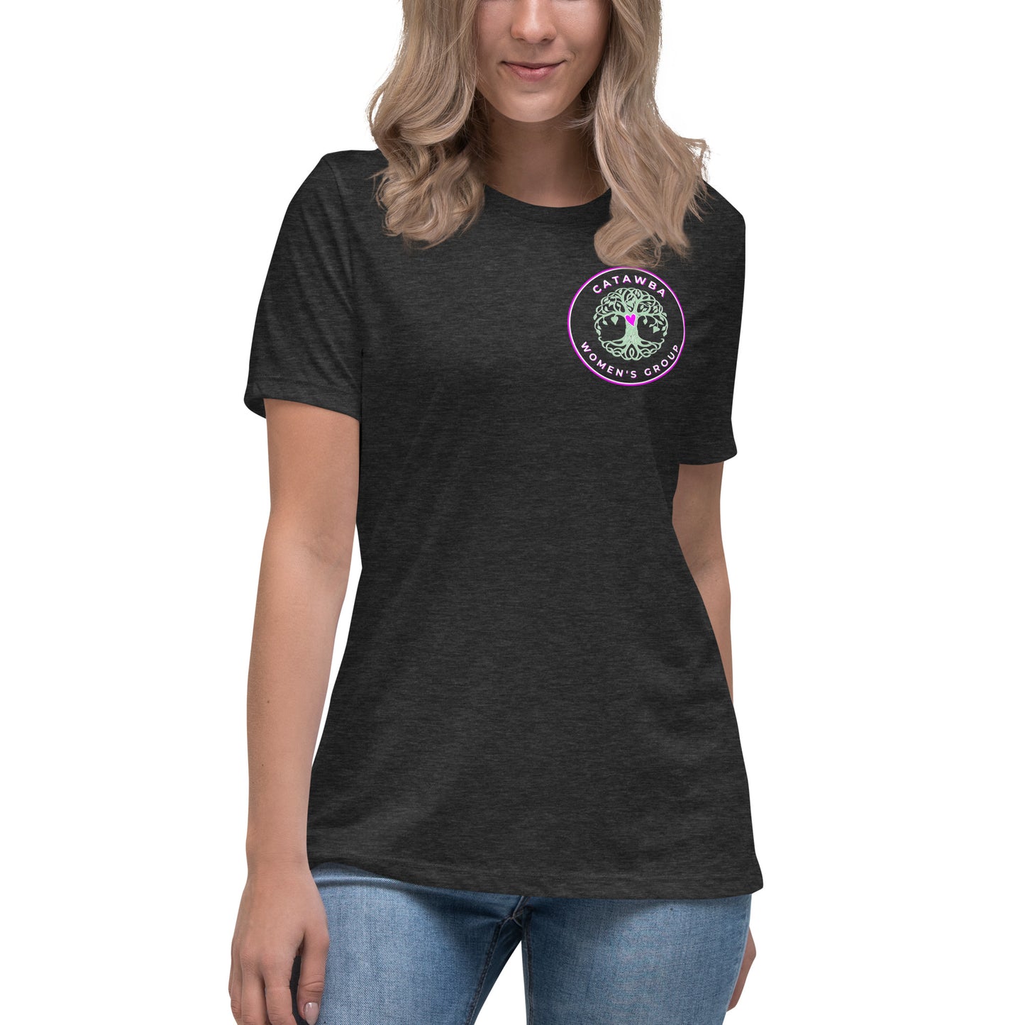 03- Women's Relaxed T-Shirt - left logo - darker colors