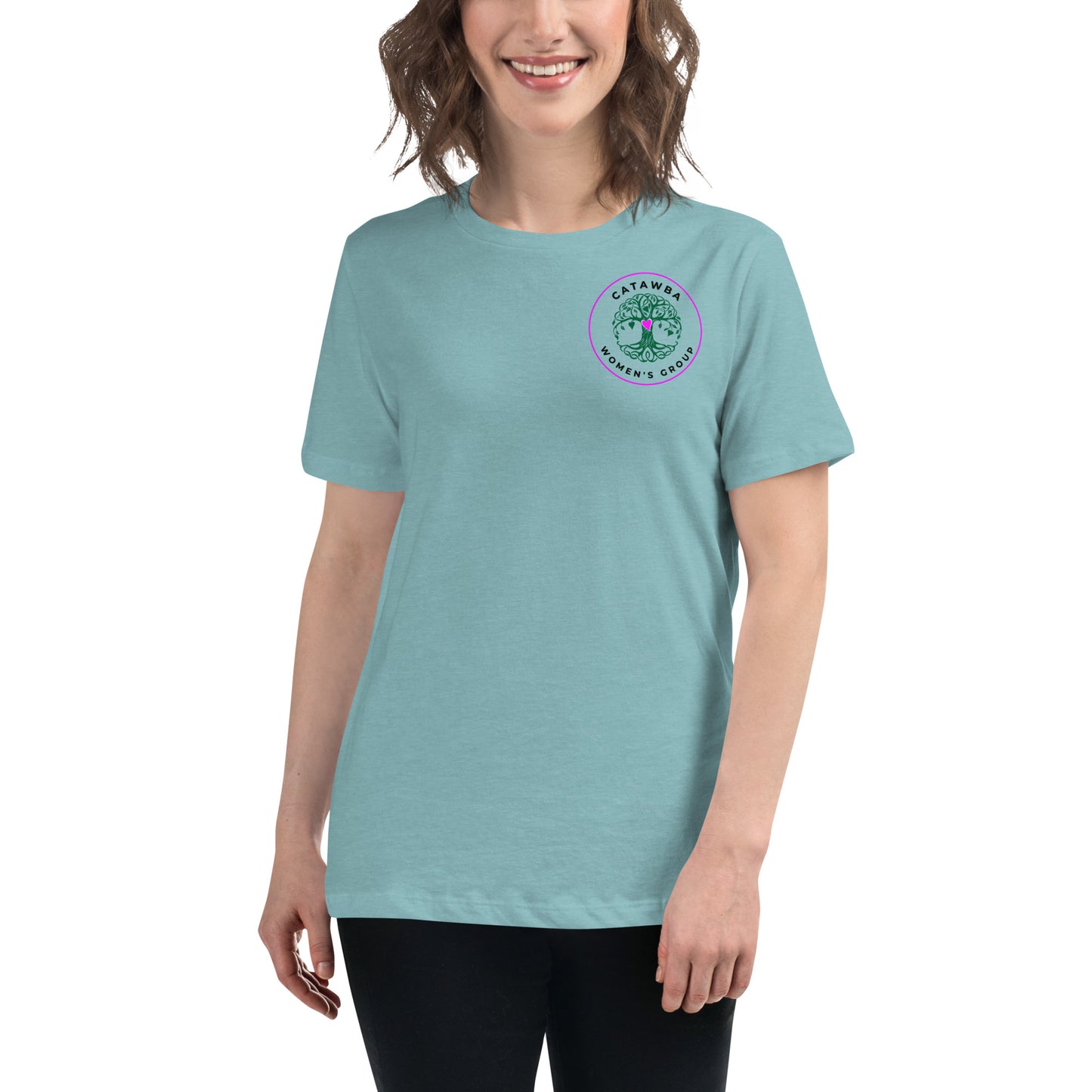 04- Women's Relaxed T-Shirt - left logo - lighter colors