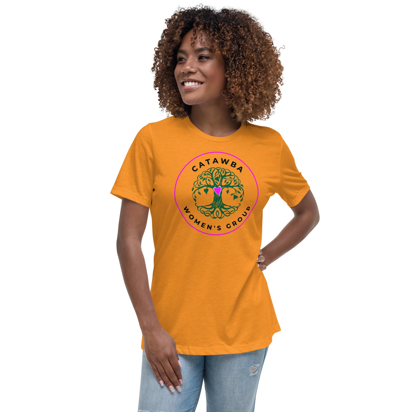 02- Women's Relaxed T-Shirt - center logo lighter colors