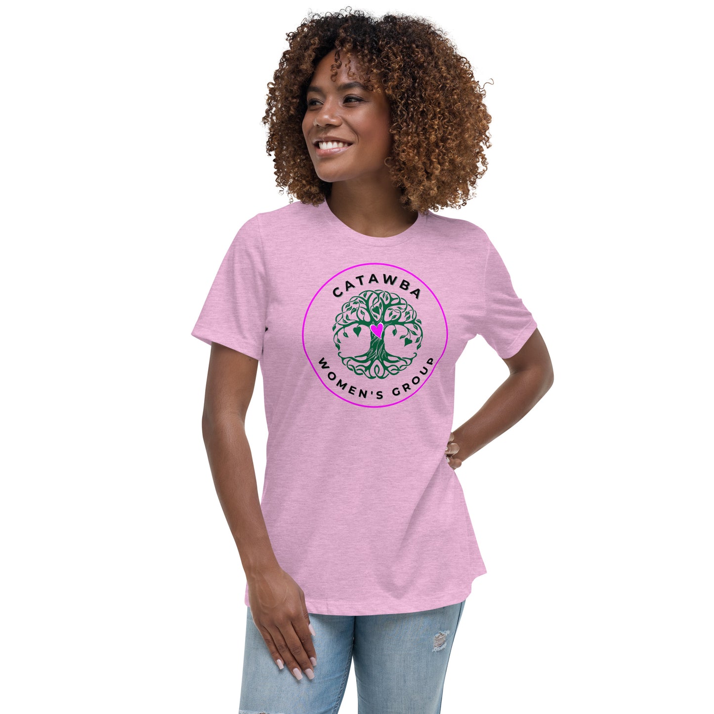 02- Women's Relaxed T-Shirt - center logo lighter colors