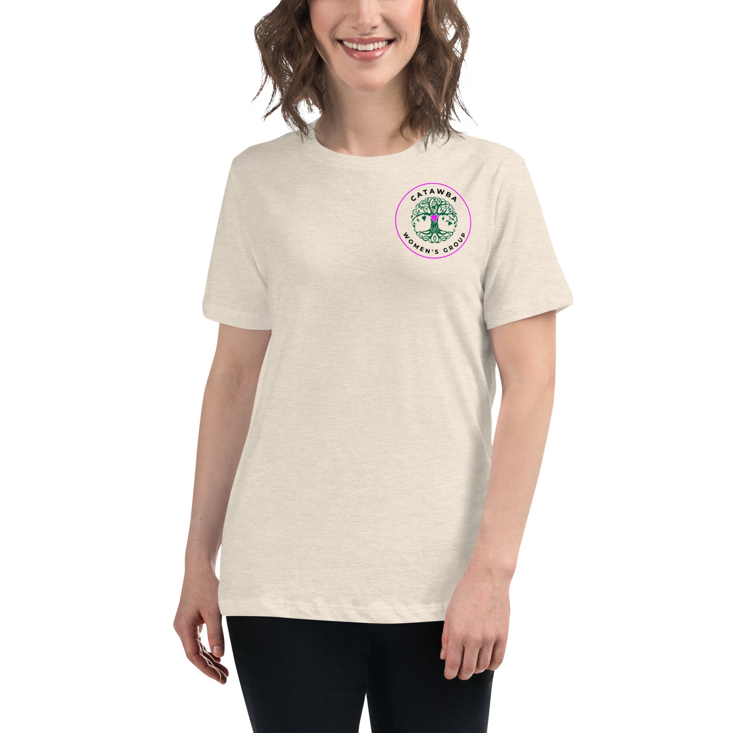 04- Women's Relaxed T-Shirt - left logo - lighter colors